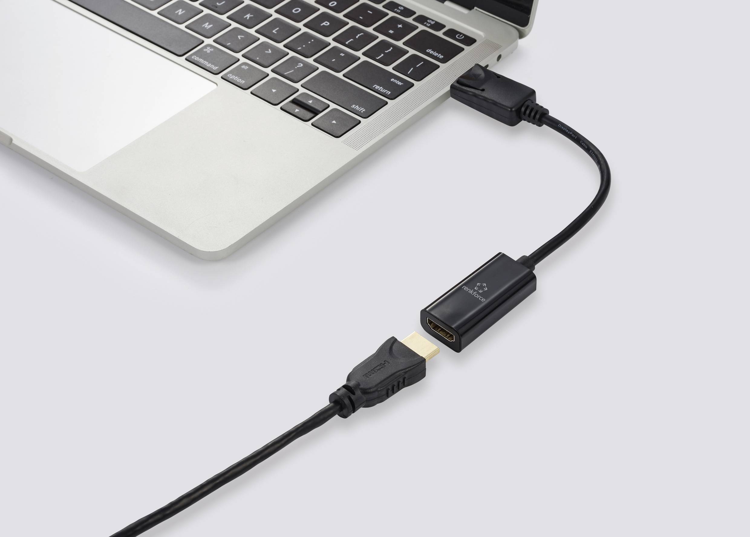 Renkforce RF-5596324 DisplayPort / HDMI Adapter [1x DisplayPort Stecker - 1x HDMI-Buchse] Schwarz 4K UHD 23cm