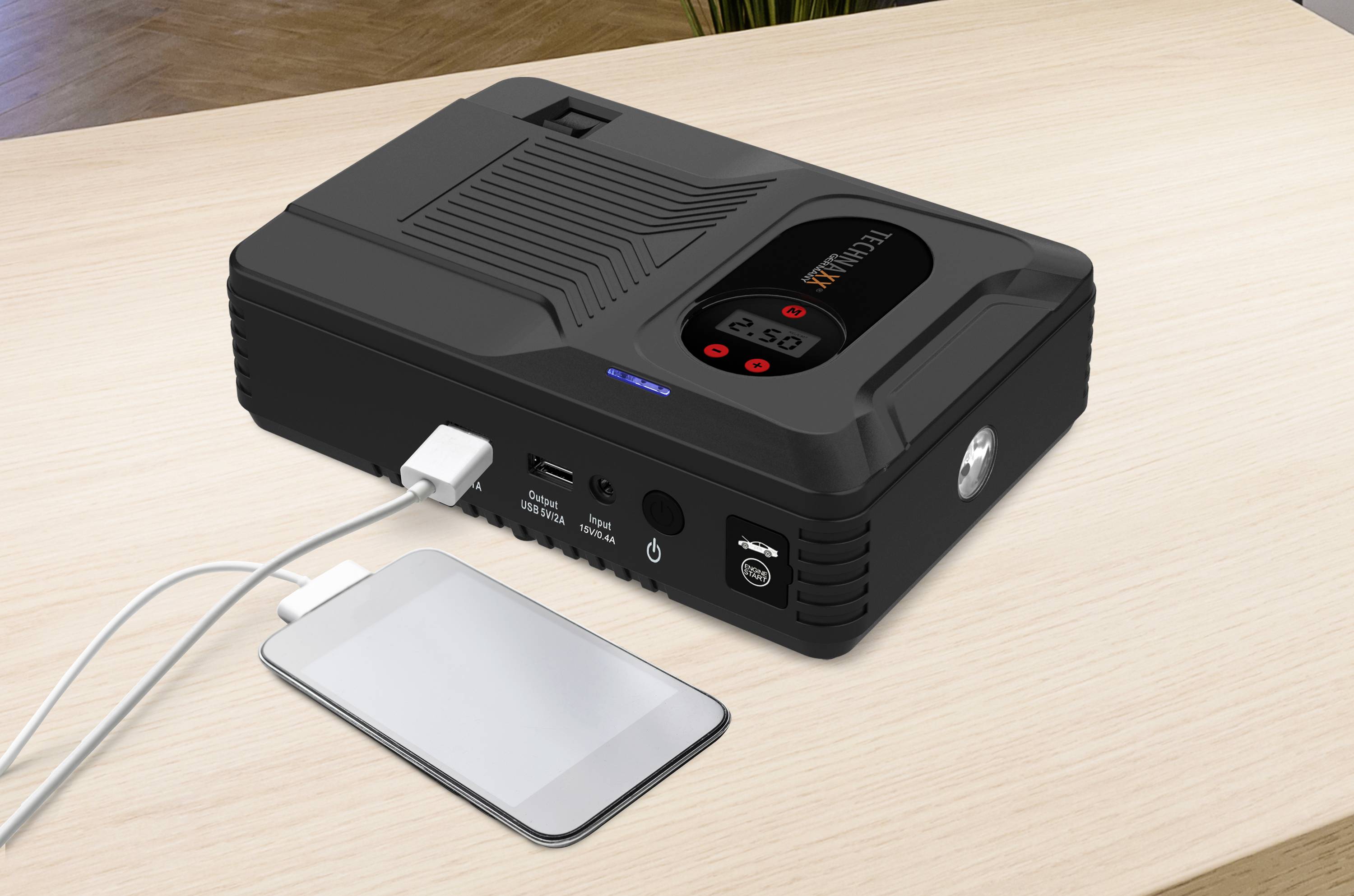 Technaxx Schnellstartsystem TX-219 5031 Starthilfestrom (12 V)=350A Arbeitsleuchte, Elektronikschutz, Ladezustandsanzeige