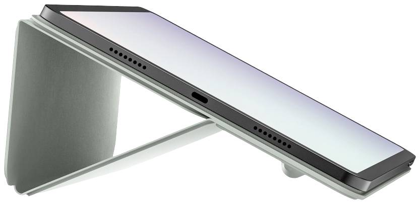 Ein modernes, aufklappbares Smartphone liegt halb geöffnet und zeigt seine Kante. Das Gerät hat ein schlankes, minimalistisches Design.