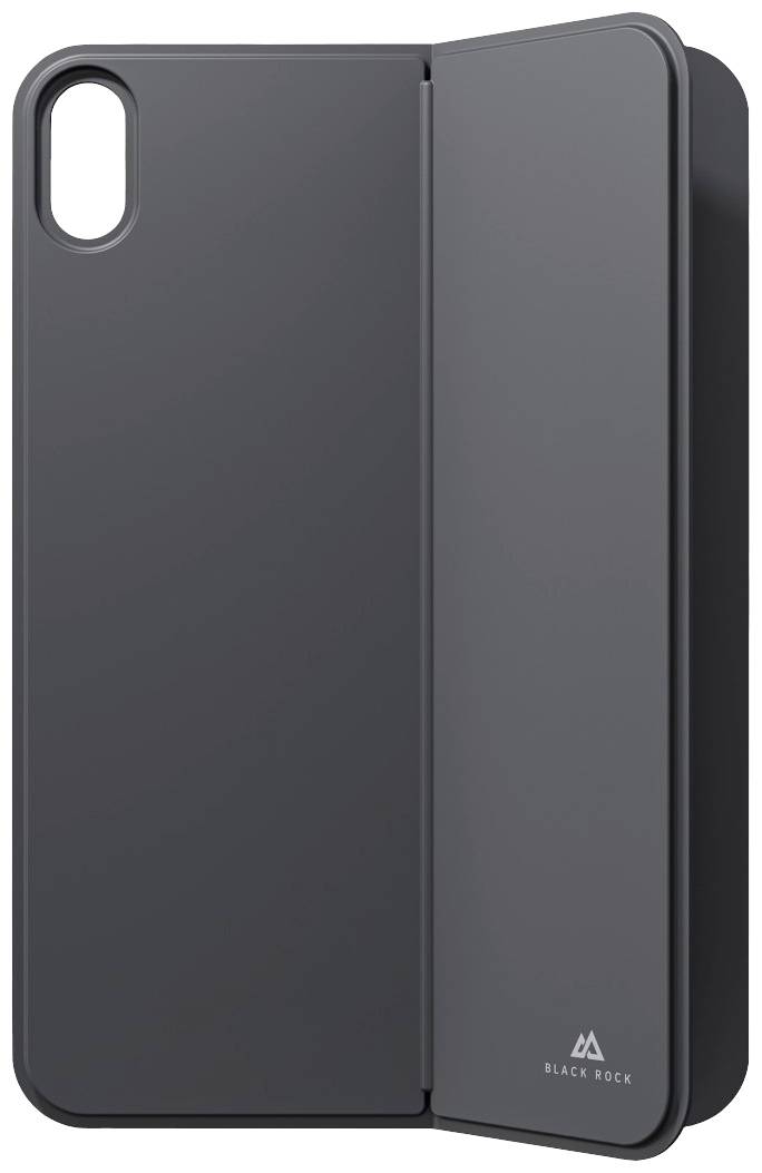 Schwarze Smartphone-Hülle mit aufklappbarer Front und kleinem Logo 'Black Rock' unten rechts.