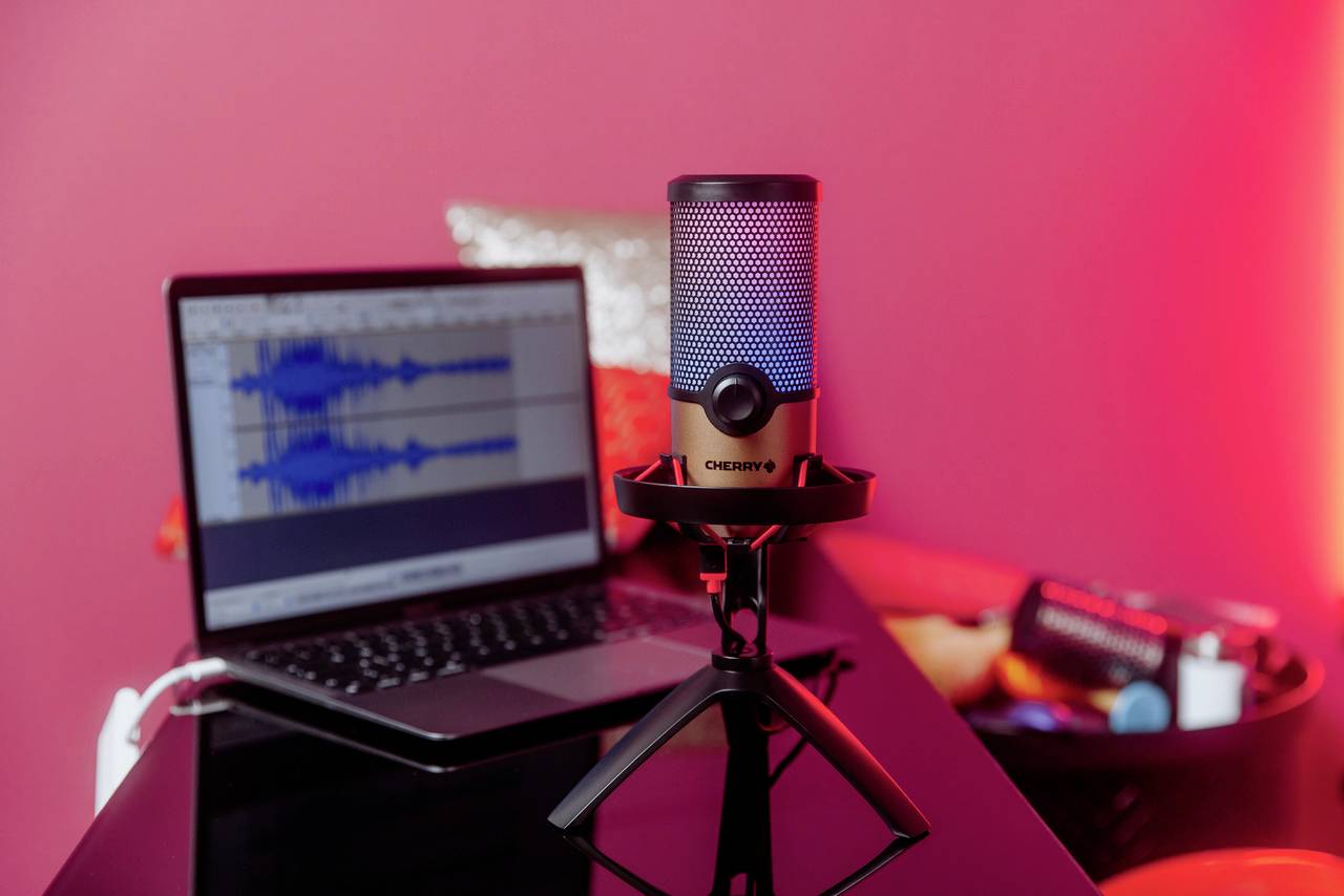 CHERRY UM 9.0 Pro RGB Stand USB-Mikrofon Übertragungsart (Details):USB Standfuß USB-A (USB 2.0), Kopfhörer-Buchse USB