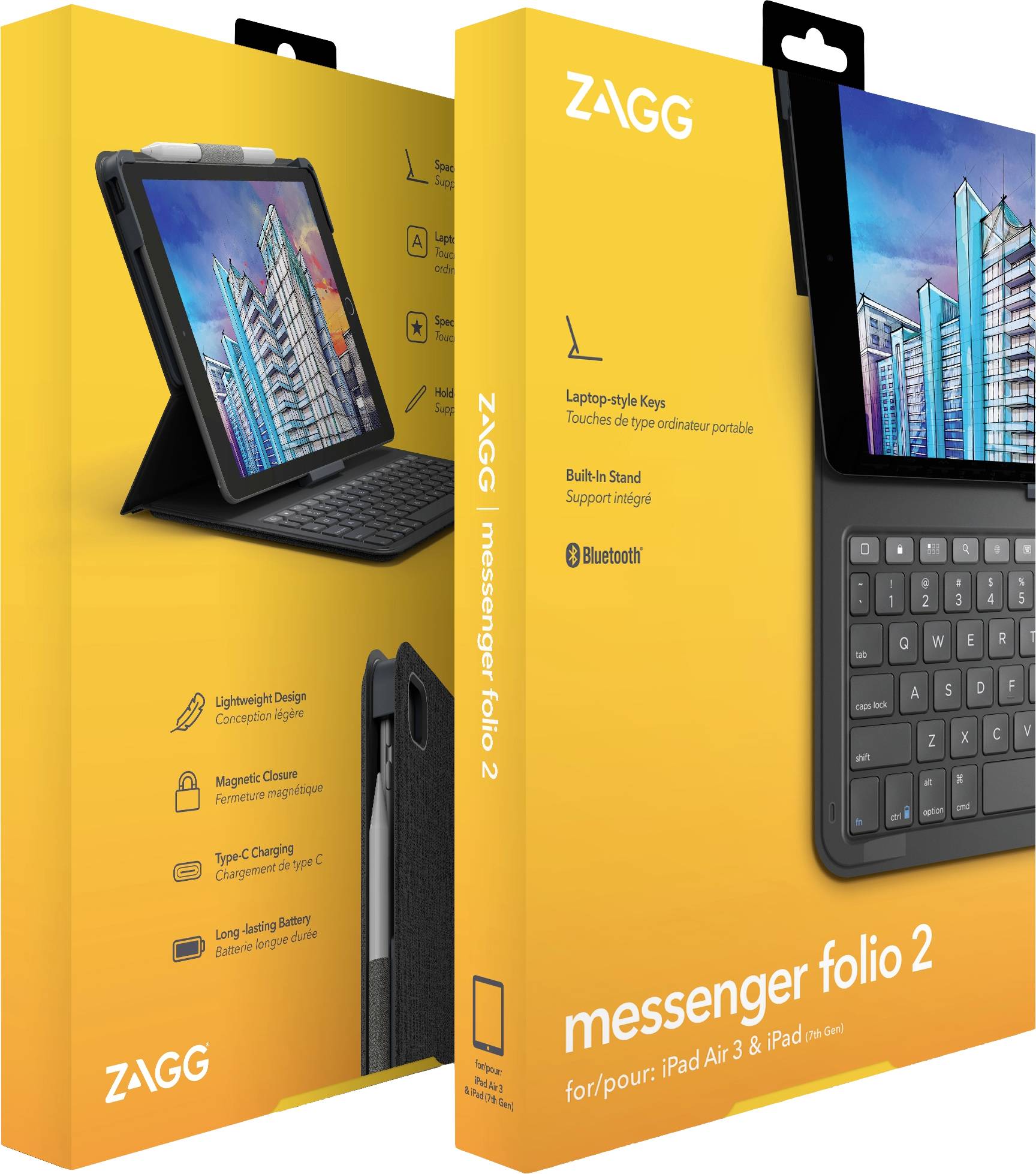 ZAGG Messenger Folio 2 Tablet-Tastatur mit Hülle Passend für Marke (Tablet): Apple iPad 10.2 (2019), iPad 10.2 (2020), iPad Air 10.5, iPad Air (3.