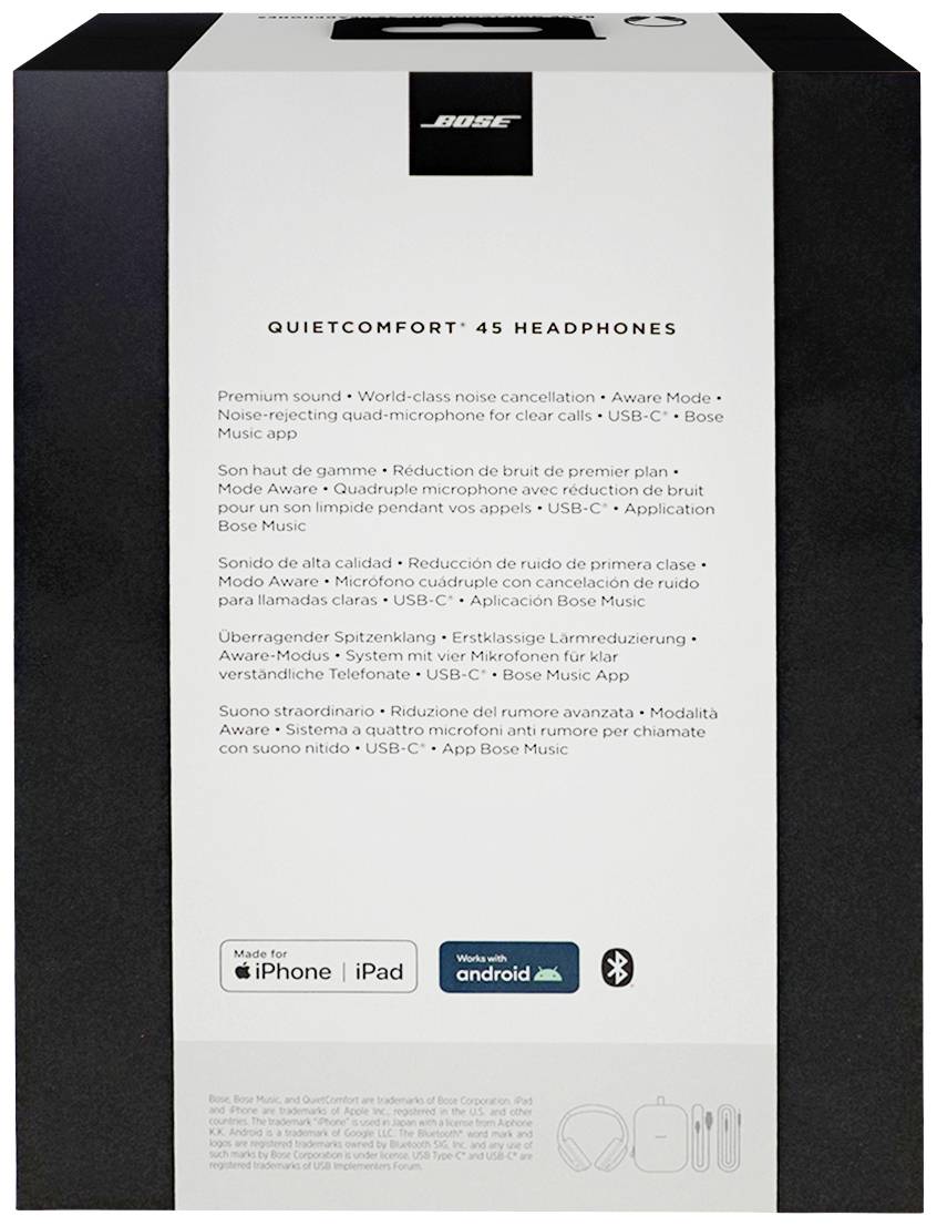 Bose QuietComfort 45 Over Ear Kopfhörer Bluetooth® Schwarz Noise Cancelling
