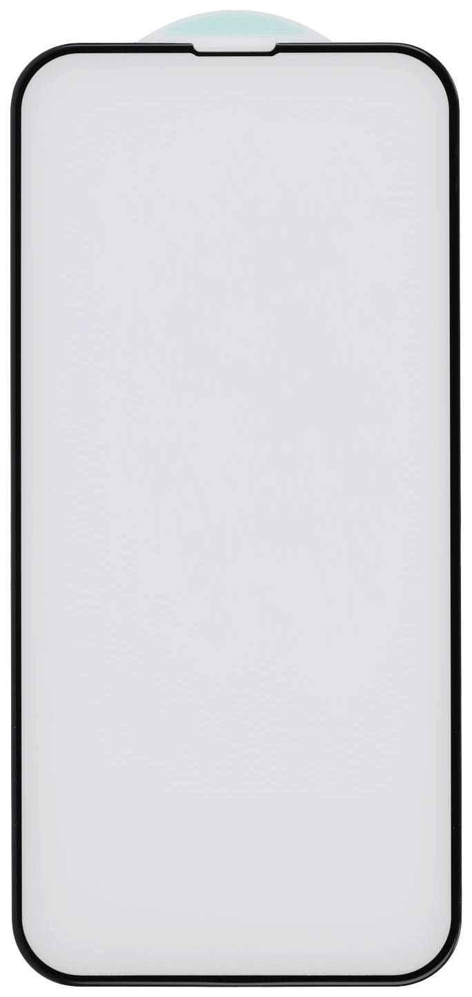 Smartphone mit leerem Bildschirm in schwarzem Rahmen. Oben ist ein kleiner grüner Halbkreis sichtbar.