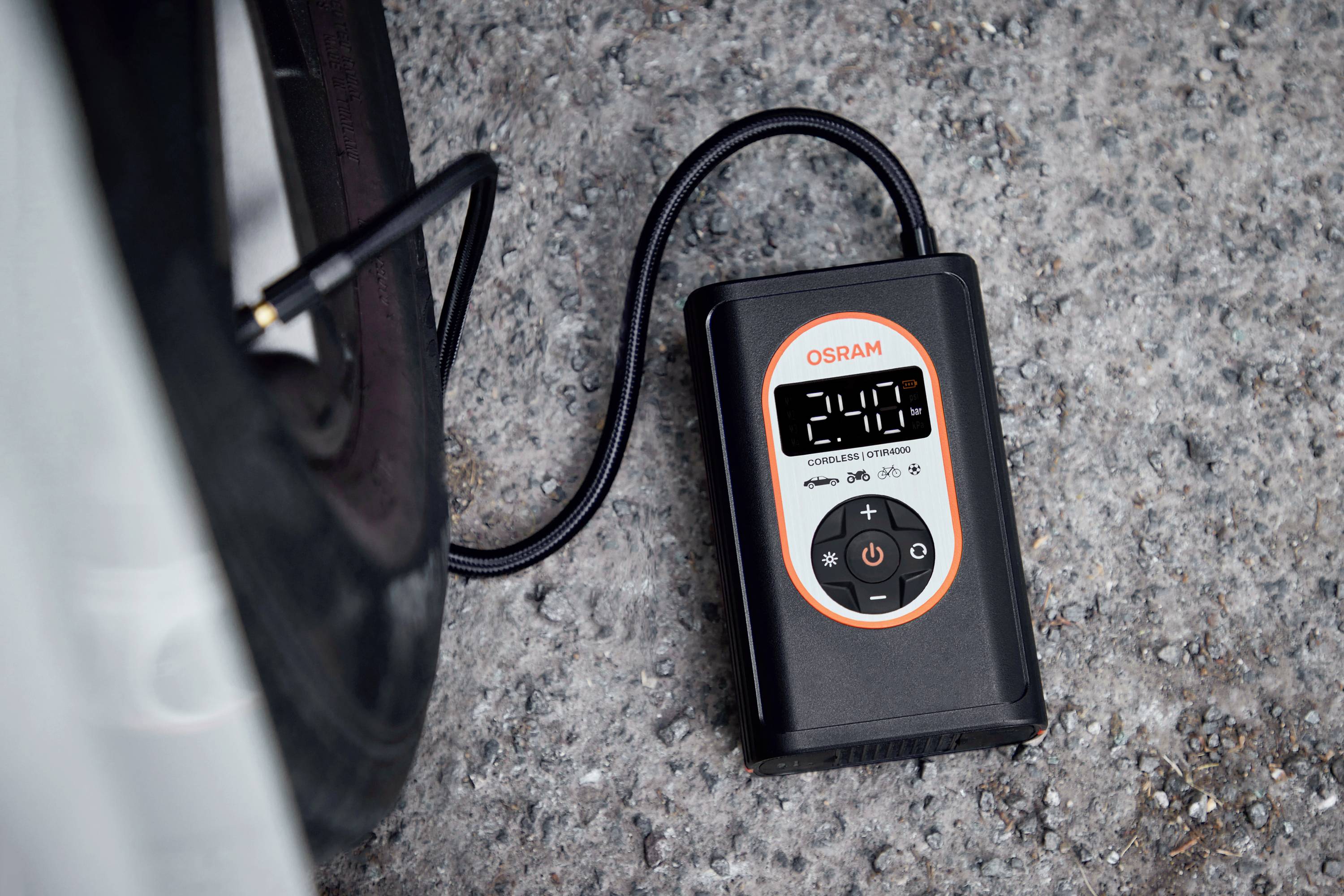 Osram Automotive OTIR4000 Kompressor TYREinflate 4000 8.3 bar Aufbewahrungs-Box/-Tasche, Automatische Abschaltung, mit