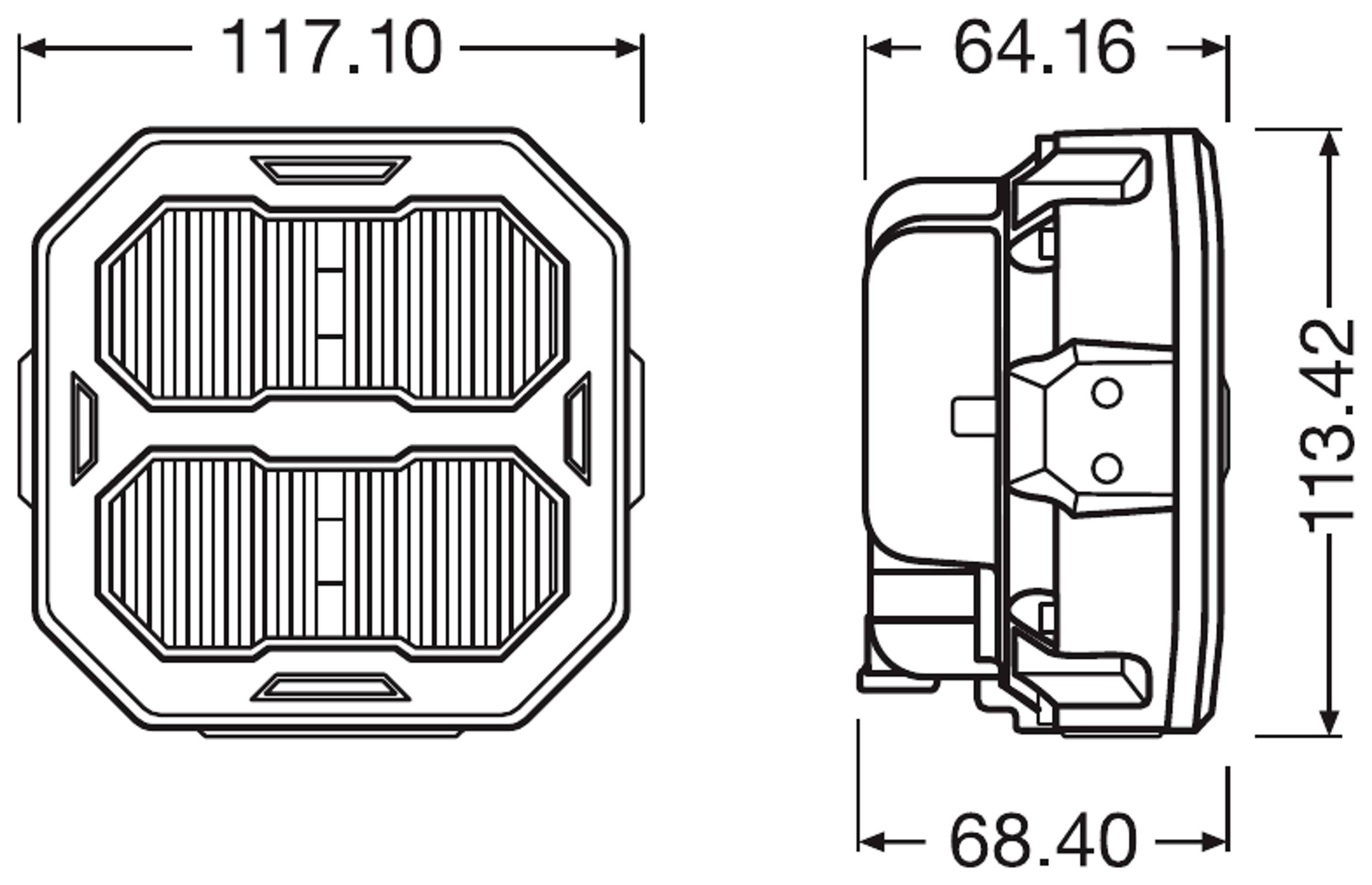 Osram Automotive Arbeitsscheinwerfer 12 V, 24V LEDriving® Cube PX4500 Ultra Wide LEDPWL 103-UW Breite Nahfeldausleuchtung