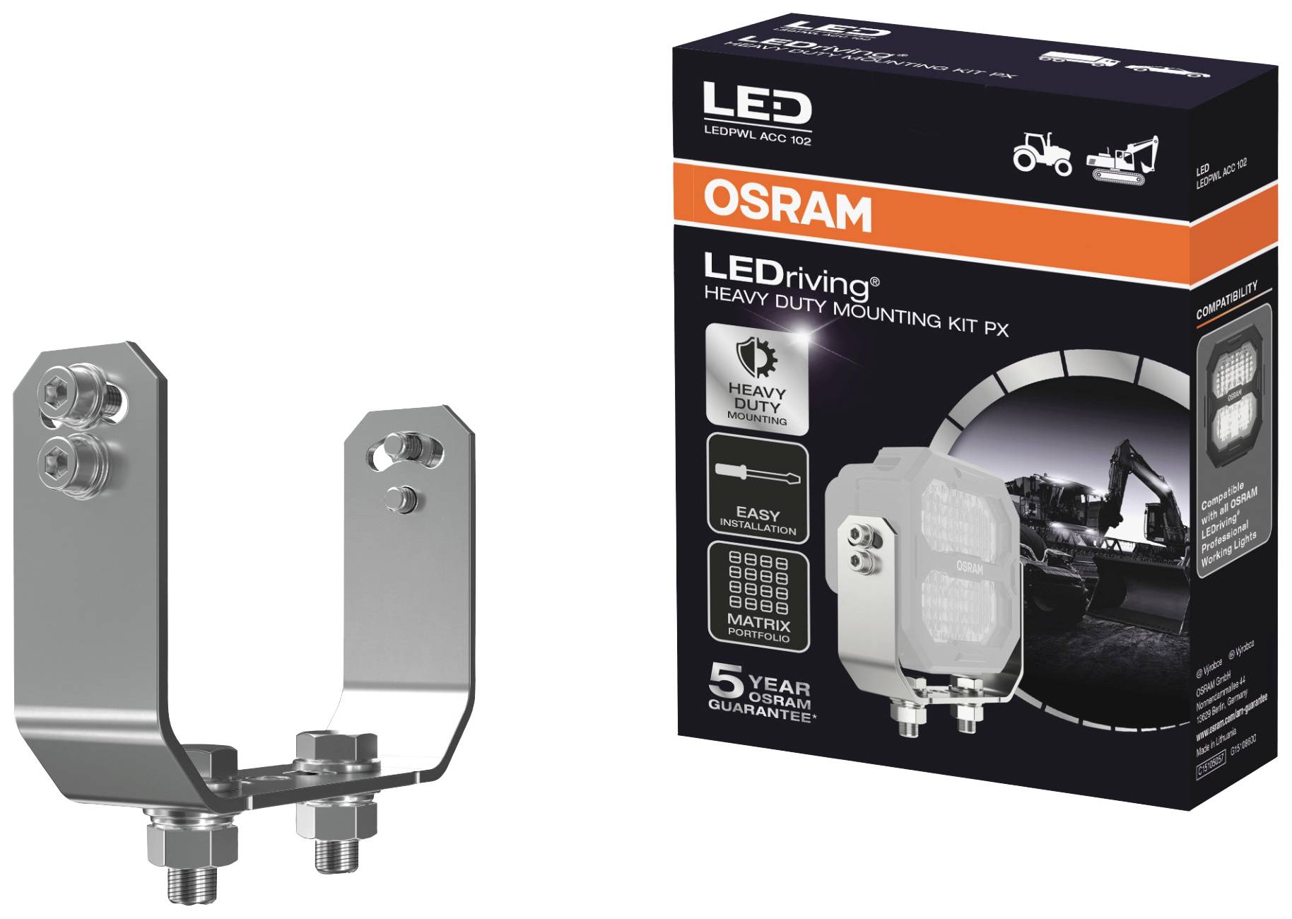 Osram Automotive Halter LEDriving® Heavy Duty Mounting Kit PX LEDPWL ACC 102 (B x H x T) 123.25 x 88 x 35mm