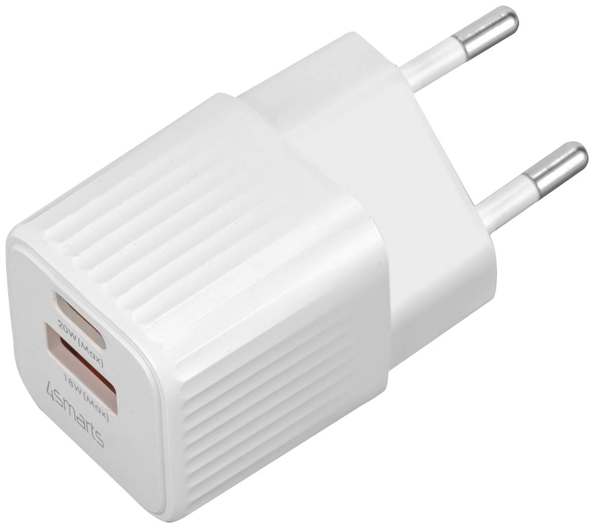 4Smarts VoltPlug Duos Mini PD Netzteil / Stromversorgung 20 W USB-A, USB-C® Weiß Steckdose ohne Kabel, USB Power Delivery (USB-PD)