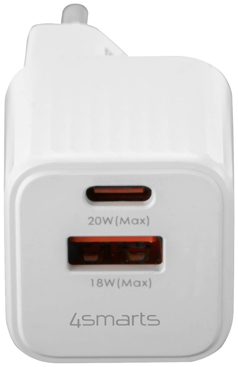 4Smarts VoltPlug Duos Mini PD Netzteil / Stromversorgung 20 W USB-A, USB-C® Weiß Steckdose USB Power Delivery (USB-PD)
