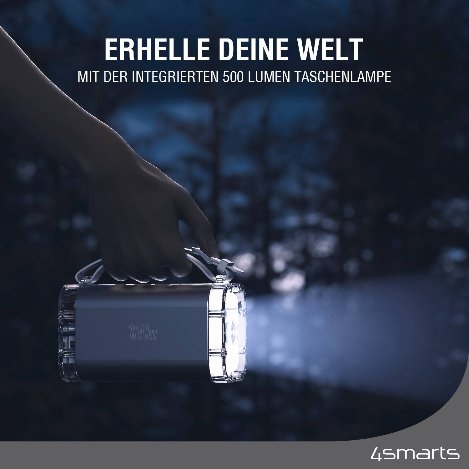 4Smarts Lucid Ultra Powerbank 40000 mAh USB PD, Quick Charge 3.0 LiPo Grau Statusanzeige, Taschenlampe