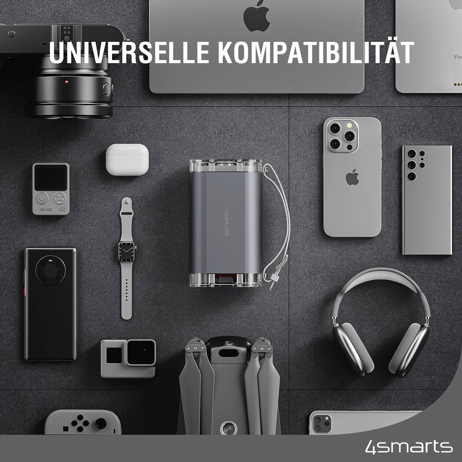 4Smarts Lucid Ultra Powerbank 40000 mAh USB PD, Quick Charge 3.0 LiPo Grau Statusanzeige, Taschenlampe