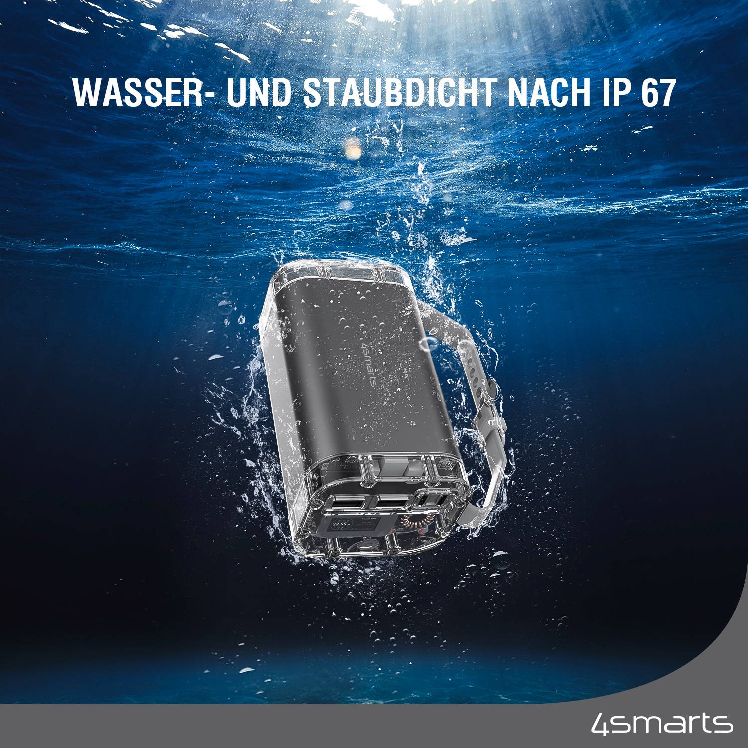 4Smarts Lucid Ultra Powerbank 40000 mAh USB PD, Quick Charge 3.0 LiPo Grau Statusanzeige, Taschenlampe