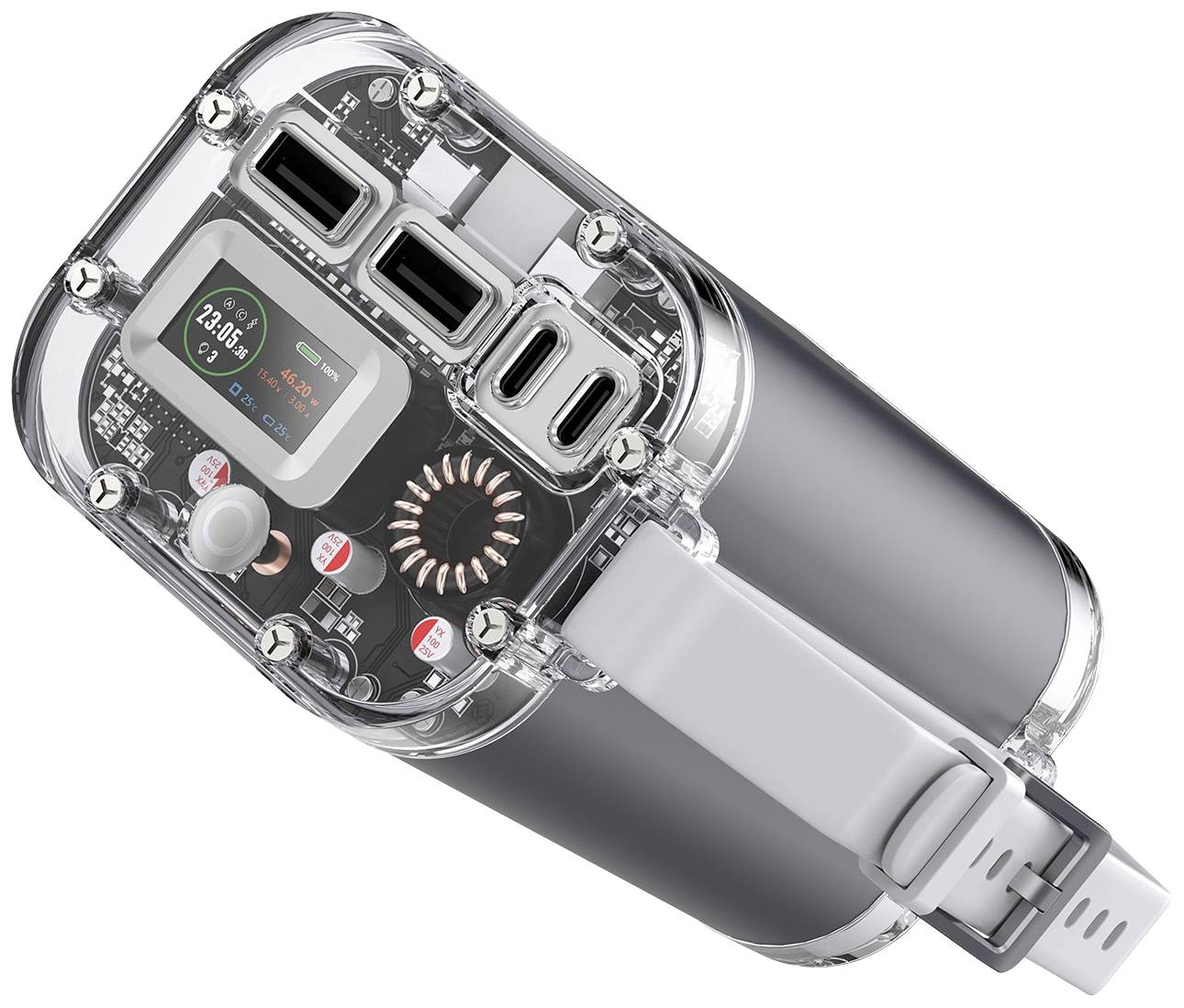 4Smarts Lucid Ultra Powerbank 40000 mAh USB PD, Quick Charge 3.0 LiPo Grau Statusanzeige, Taschenlampe