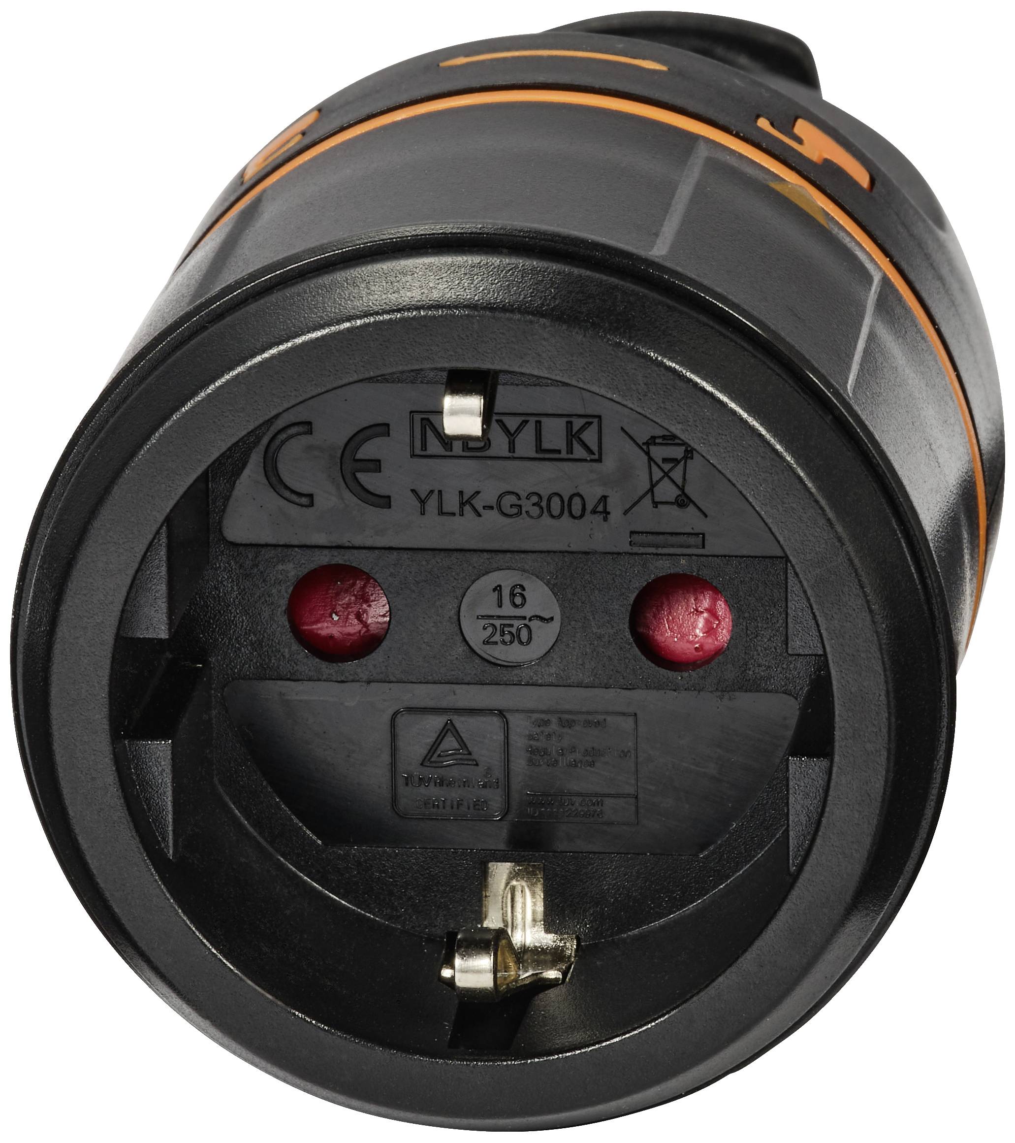 Sygonix SY-5597566 Schutzkontaktkupplung Kunststoff verriegelbar 250 V/AC Schwarz, Orange