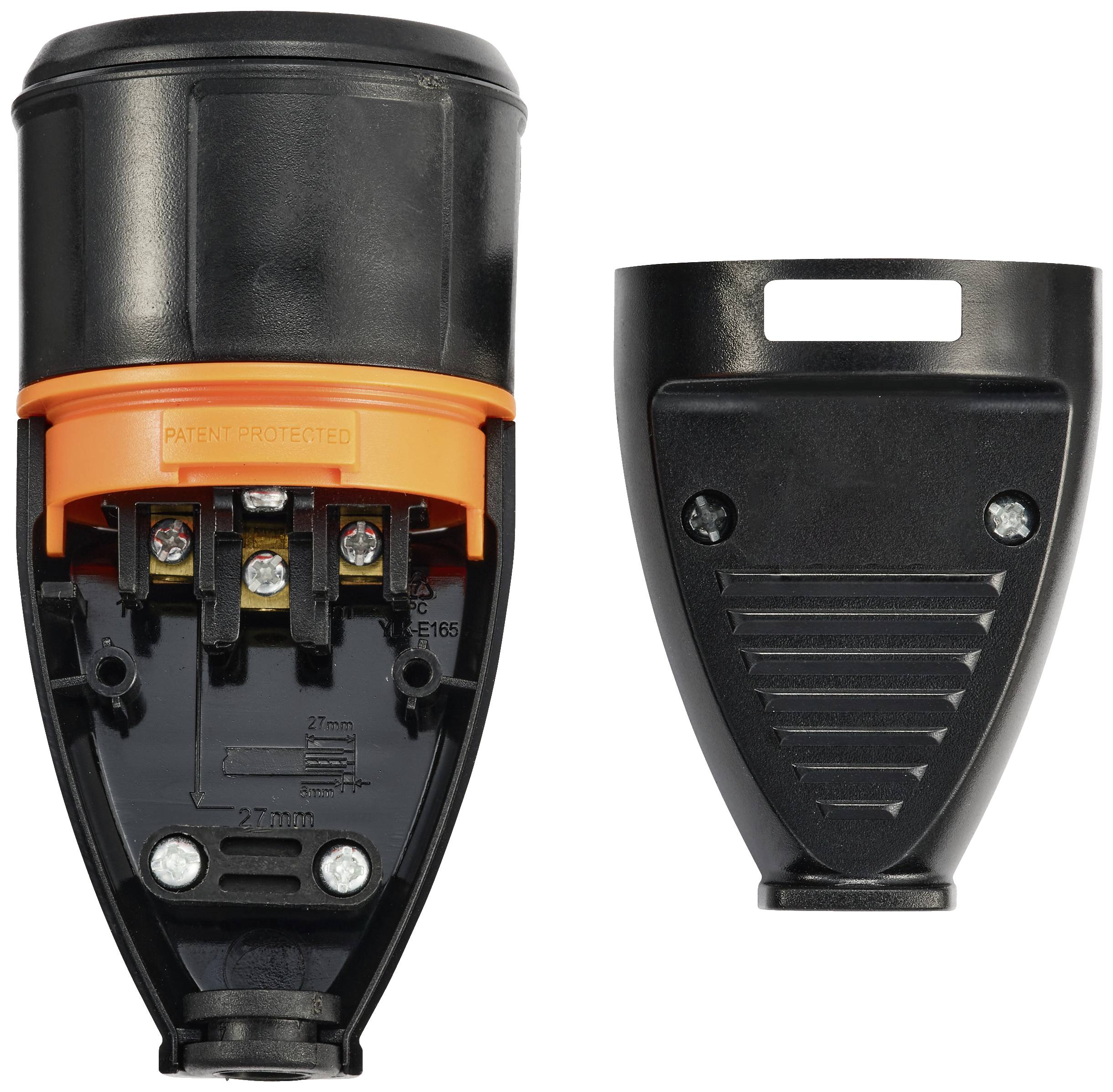 Sygonix SY-5597566 Schutzkontaktkupplung Kunststoff verriegelbar 250 V/AC Schwarz, Orange