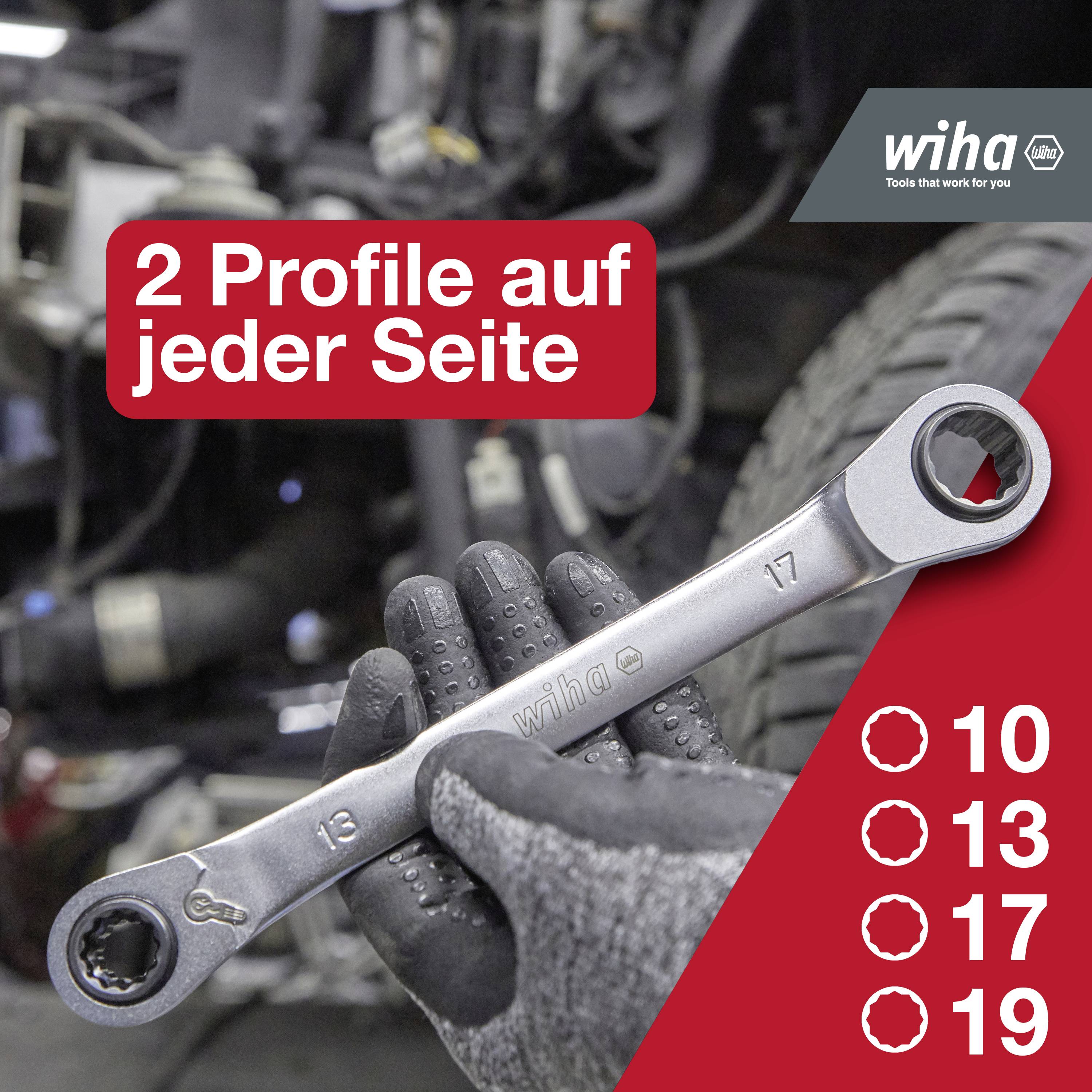 Wiha 45421 Doppel-Ringratschenschlüssel-Satz Schlüsselweite (Metrisch) 10 - 19 mm