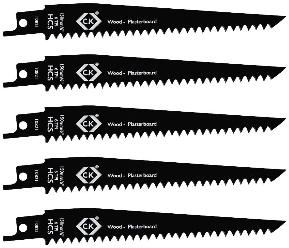 C.K T0821 Säbelsägeblätter 6 tpi, 5er Pack Sägeblatt-Länge 150mm 5St.