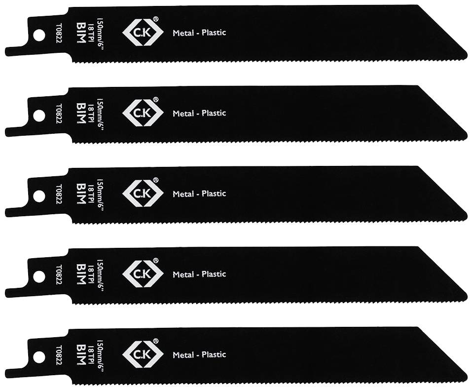 C.K T0822 Säbelsägeblätter 18 tpi, 5er Pack Sägeblatt-Länge 150mm 5St.