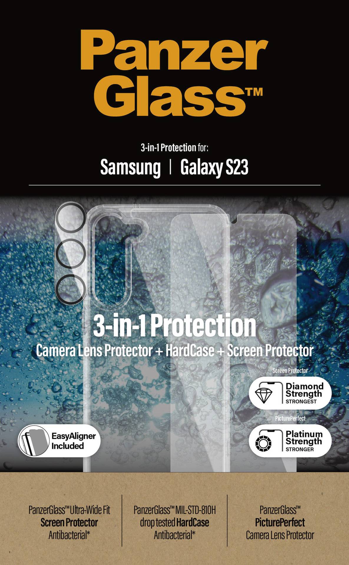 PanzerGlass Displayschutzglas Samsung Galaxy S23 1 St. Anti-Fingerprint, antibakteriell, kratzfest B0433+7315