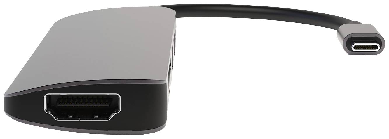 4Smarts 468782 USB-Hub HDMI®, microSD, SD, USB-A (USB 3.0), USB-C® Spacegrau