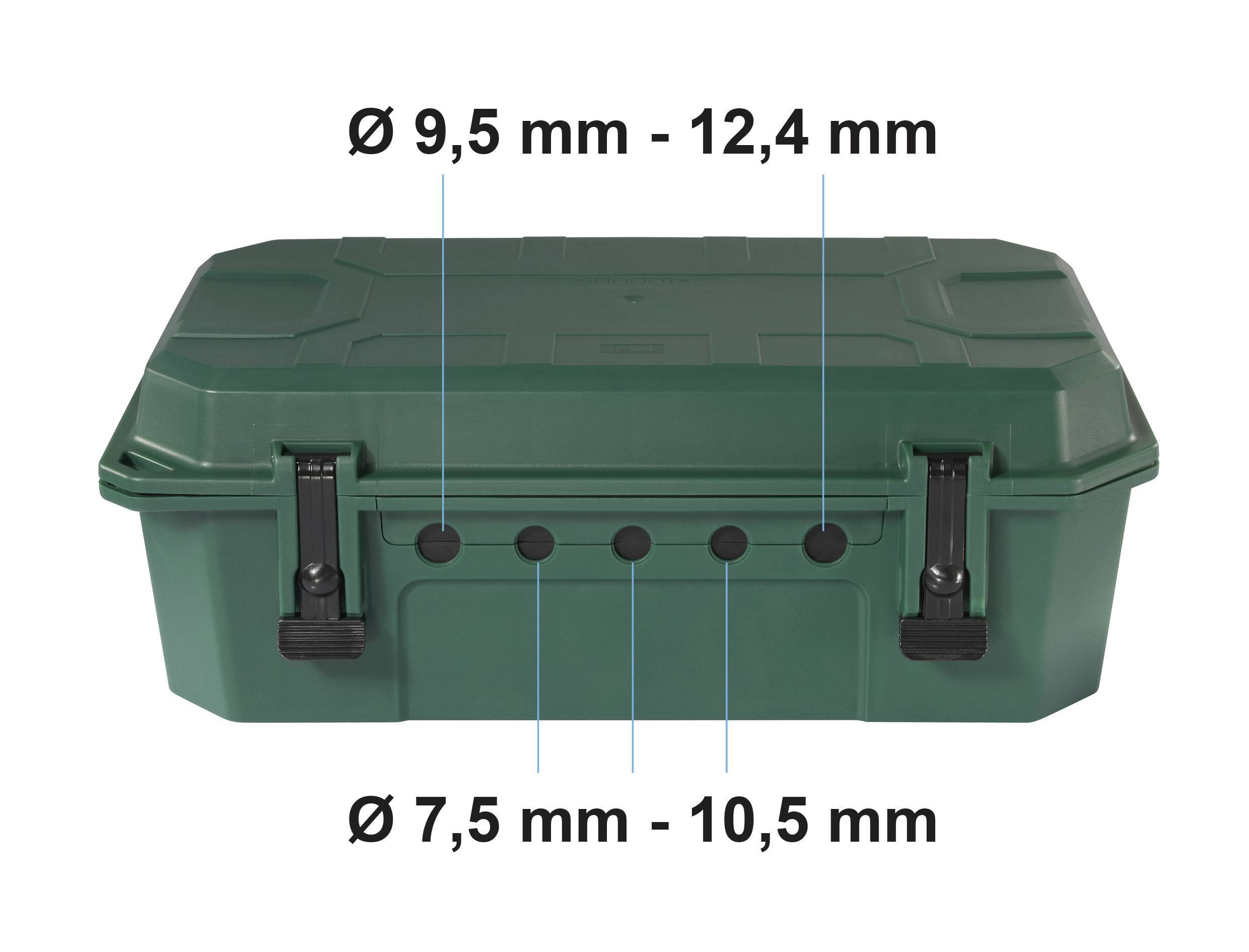Sygonix SY-5598168 Verteilerbox 4fach Standard-Grün (seidenmatt), Schwarz erhöhter Berührungsschutz, mit 4-Fach Steckdosenleiste