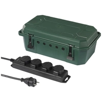 Sygonix SY-5598168 Verteilerbox 4fach Standard-Grün (seidenmatt), Schwarz erhöhter Berührungsschutz, mit 4-Fach Steckdosenleiste Sygonix SY-5598168 Verteilerbox 4fach Standard-Grün (seidenmatt), Schwarz erhöhter Berührungsschutz, mit 4-Fach Steckdosenleiste