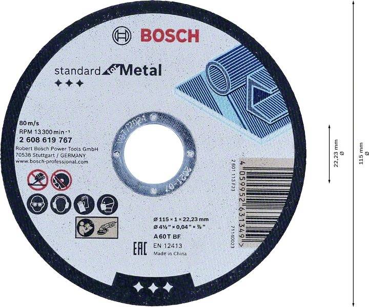 Bosch Accessories Standard for Metal 2608619770 Trennscheibe gerade 230 mm 1 St. Metall
