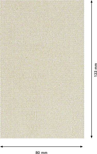 Beige Stoffmuster mit Maßen 80 mm x 133 mm, zeigt Textur und Größe.