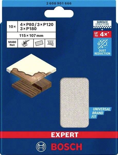 Bosch Accessories 2608901666 Schleifnetz für Schwingschleifer Körnung (num) 80, 120, 180 (L x B) 115mm x 107mm 1 Set