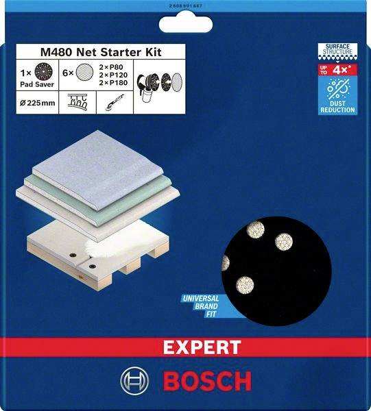 Bosch Accessories 2608901667 Schleifnetz für Trockenbauschleifer Körnung (num) 80, 120, 180 (Ø) 225 mm 1 Set