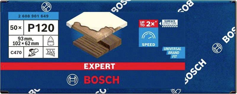 Bosch Accessories 2608901649 Schleifpapier für Multischleifer Körnung (num) 120 (L x B) 93mm x 102mm 50St.