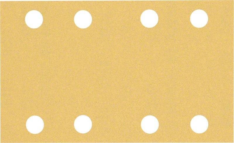 Beige Hintergrund mit acht gleichmäßig verteilten weißen Punkten in zwei Reihen.