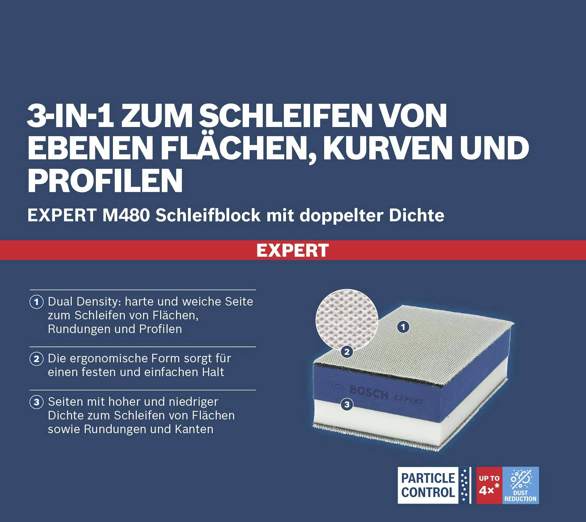 Bosch Accessories EXPERT M480 2608901635 Schleifblock Körnung (num) 80, 120, 180 (L x B) 133 mm x 80 mm 1 St.
