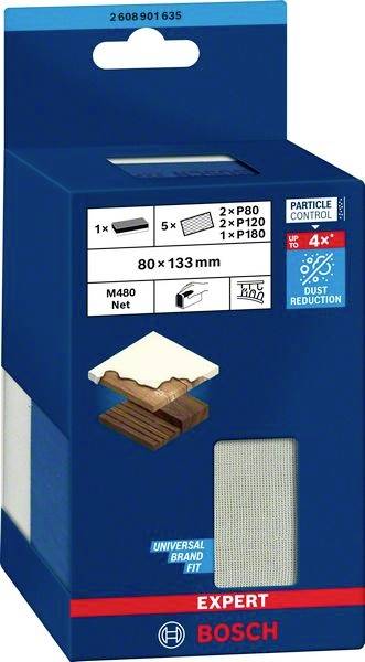 Bosch Accessories EXPERT M480 2608901635 Schleifblock Körnung (num) 80, 120, 180 (L x B) 133 mm x 80 mm 1 St.