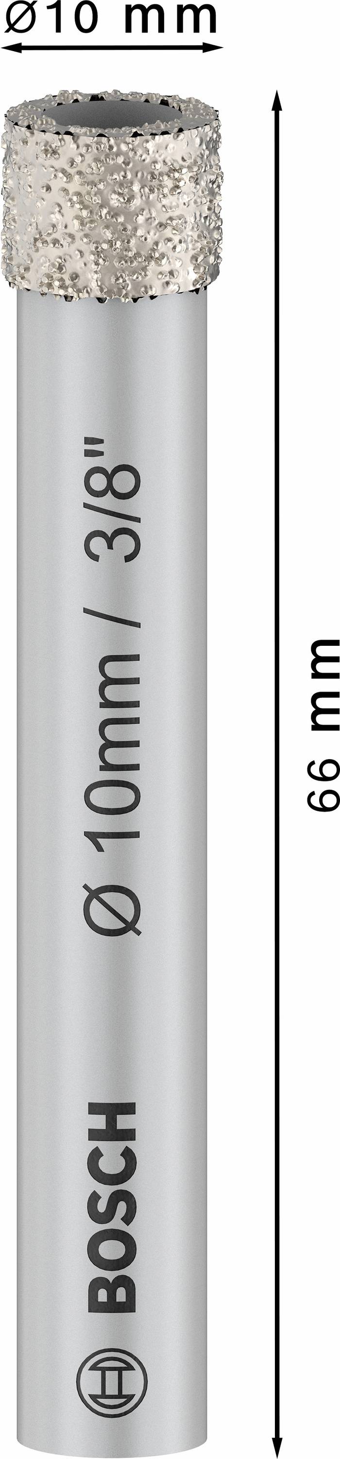 Bohrer mit 10 mm Durchmesser und 66 mm Länge. Markierungen: 'Ø 10mm / 3/8'' Bosch'.