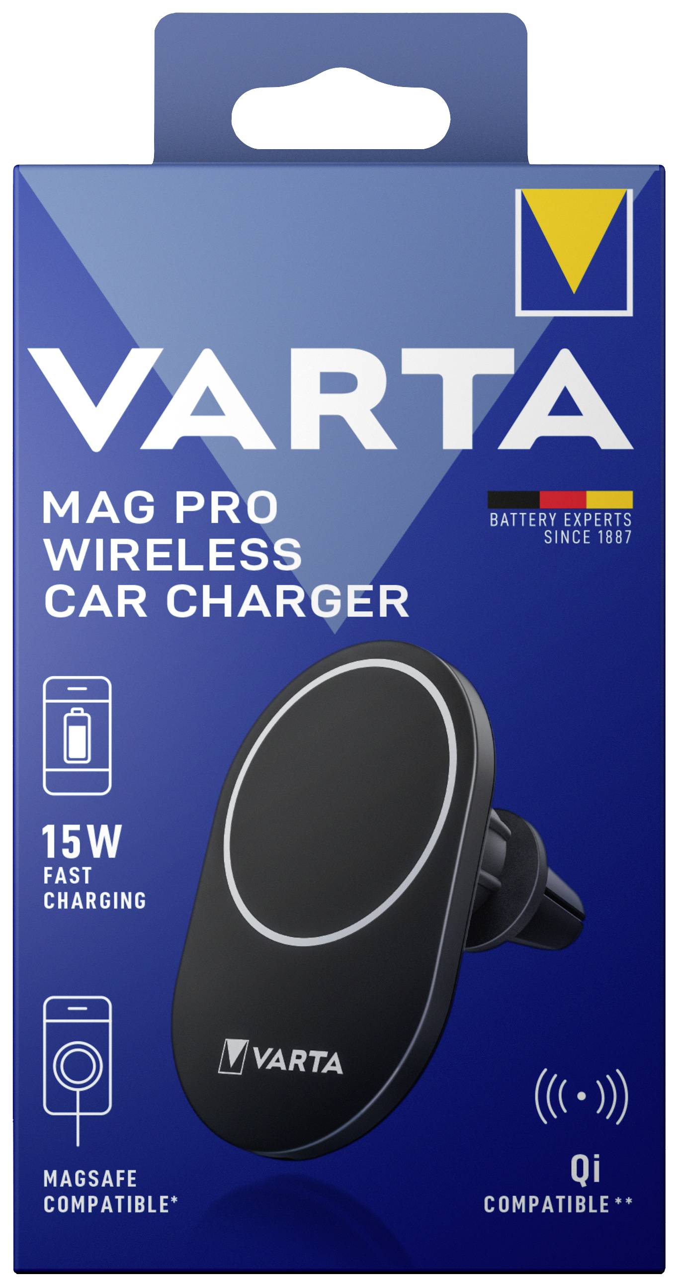 Varta Induktions-Ladegerät Mag Pro Wireless Car Charger Box 57902101111 Ausgänge Induktionslade-Standard Schwarz