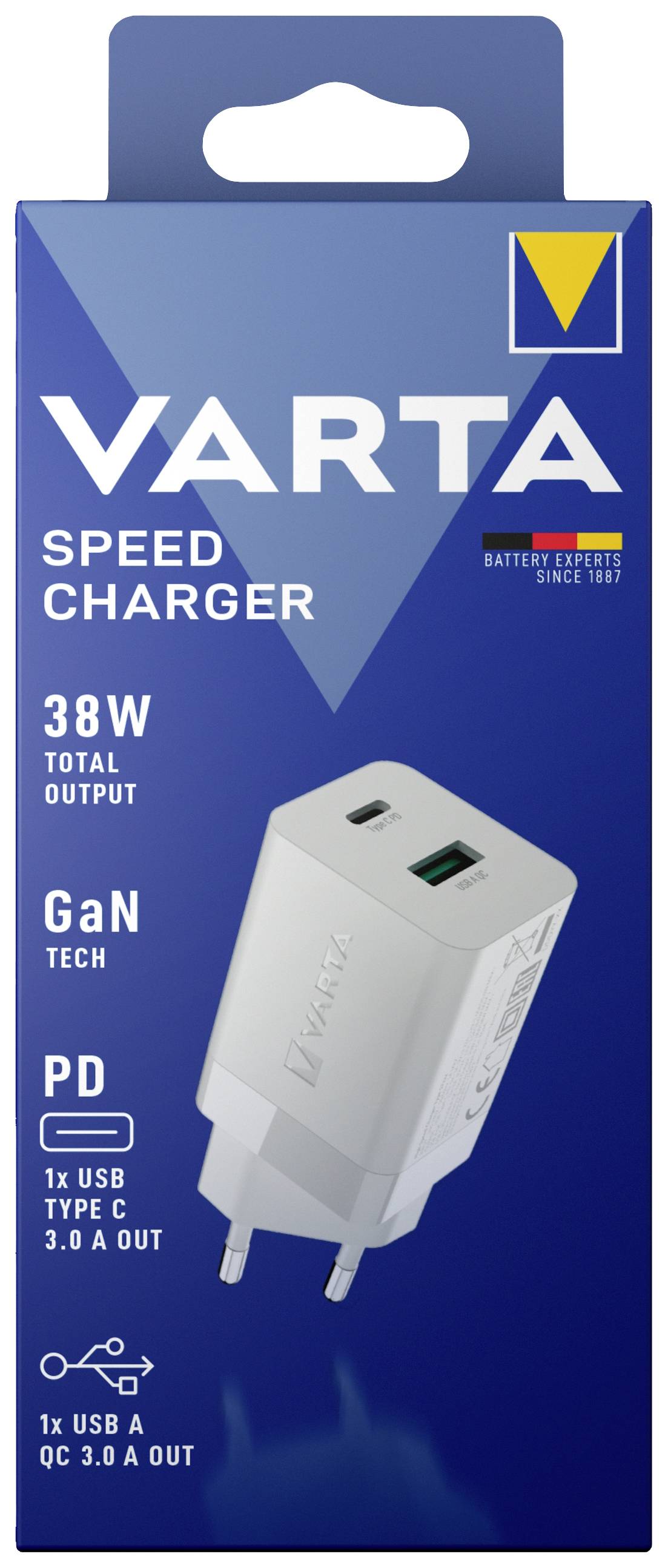Varta Speed Charger 38W USB Ladegerät 38W 1x USB-A, 1x USB-C® Innenbereich