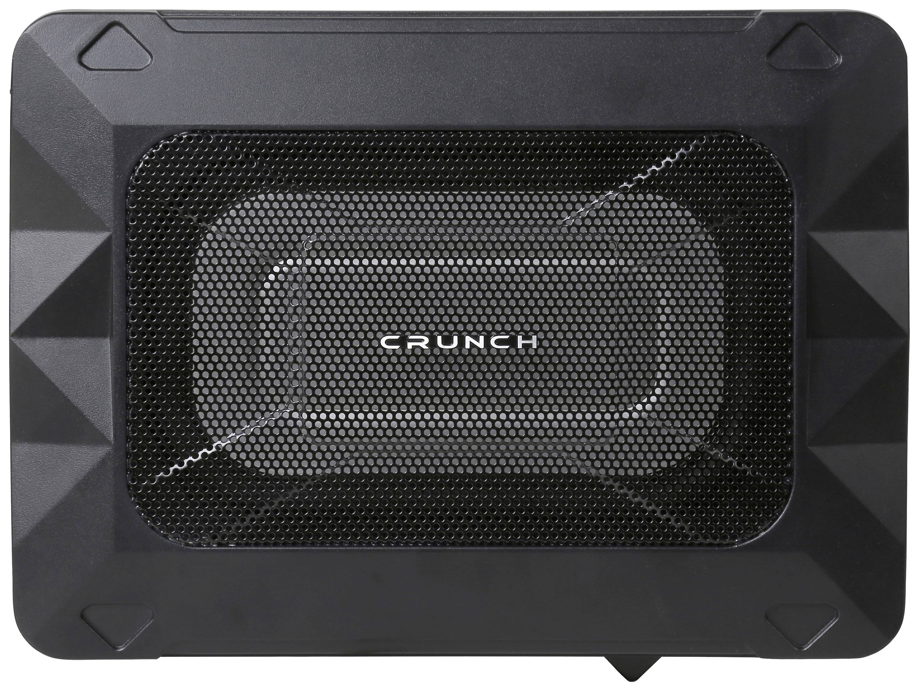 Schwarzer Crunch-Lautsprecher mit rechteckigem Schutzgitter.