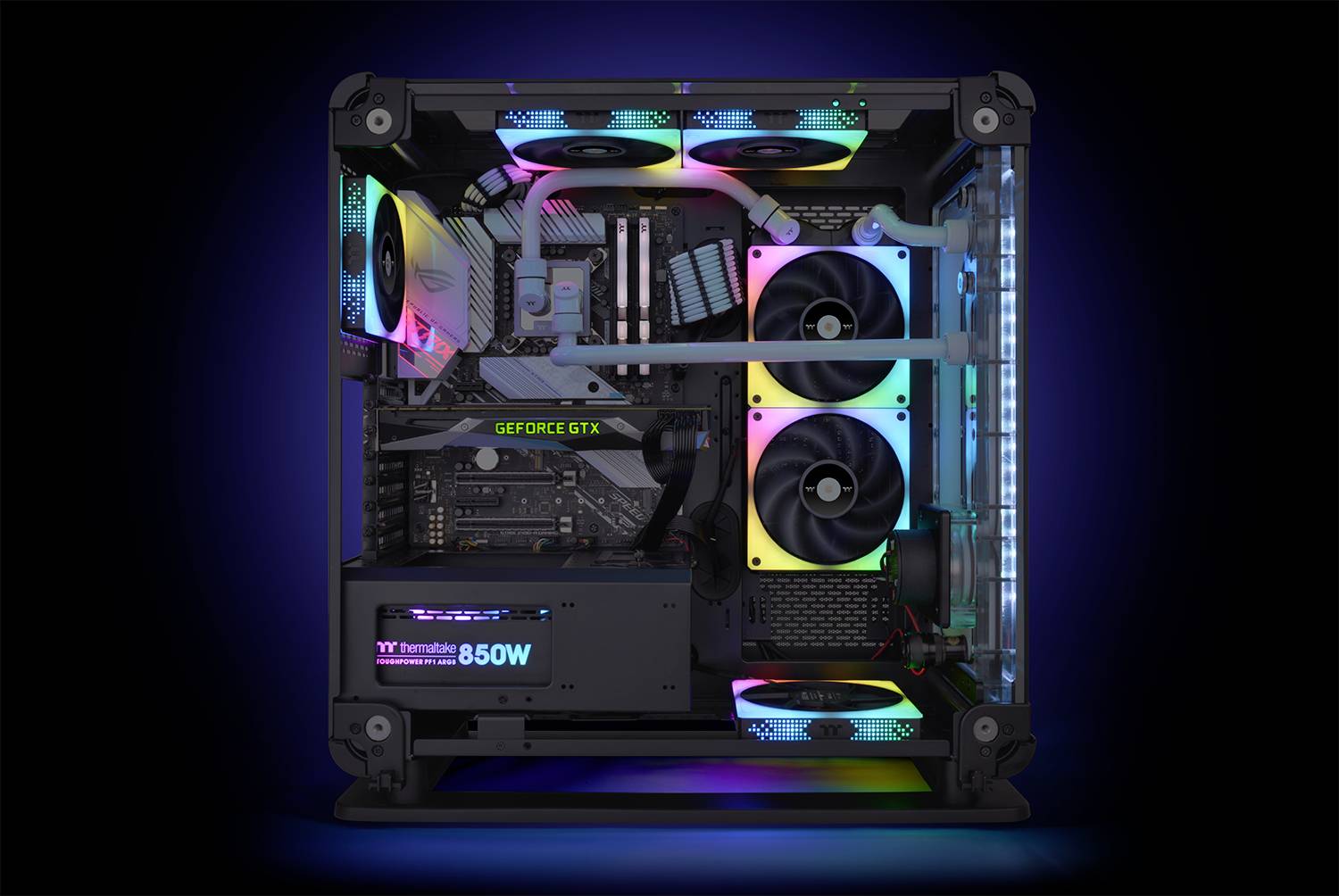 Thermaltake CL-F136-PL14SW-A PC-Gehäuse-Lüfter Transparent, RGB (B x H x T) 140 x 140 x 25 mm inkl. RGB-Beleuchtungssteuerung