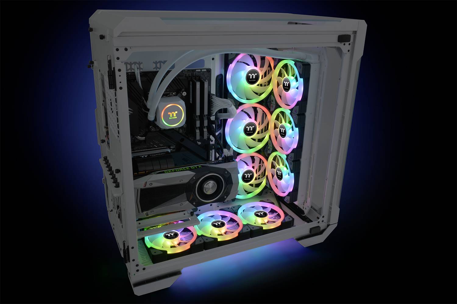 Thermaltake CL-F144-PL14SW-A PC-Gehäuse-Lüfter Schwarz, Transparent, RGB (B x H x T) 140 x 140 x 25 mm inkl. RGB-Beleuchtungssteuerung