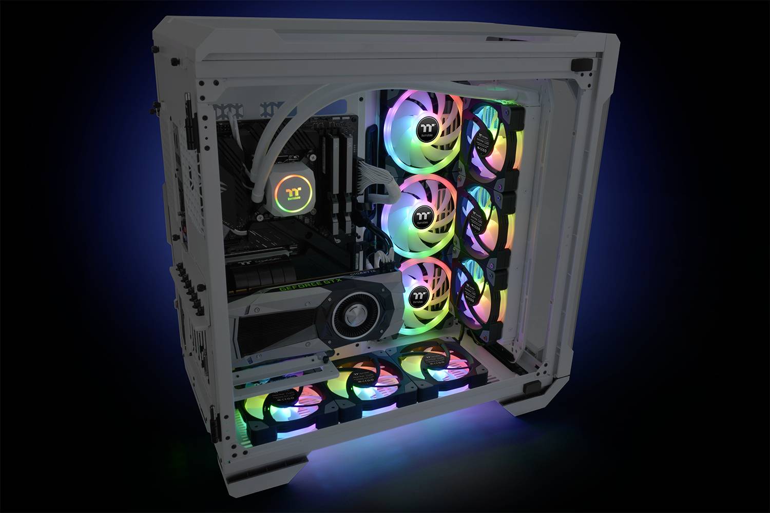 Thermaltake CL-F144-PL14SW-A PC-Gehäuse-Lüfter Schwarz, Transparent, RGB (B x H x T) 140 x 140 x 25 mm inkl. RGB-Beleuchtungssteuerung