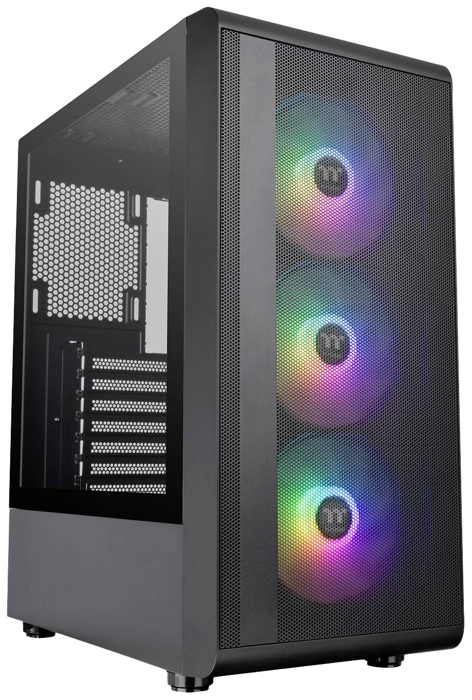 Thermaltake CA-1X2-00M1WN-00 Midi-Tower Gaming-Gehäuse Schwarz 3 Vorinstallierte LED Lüfter, Seitenfenster