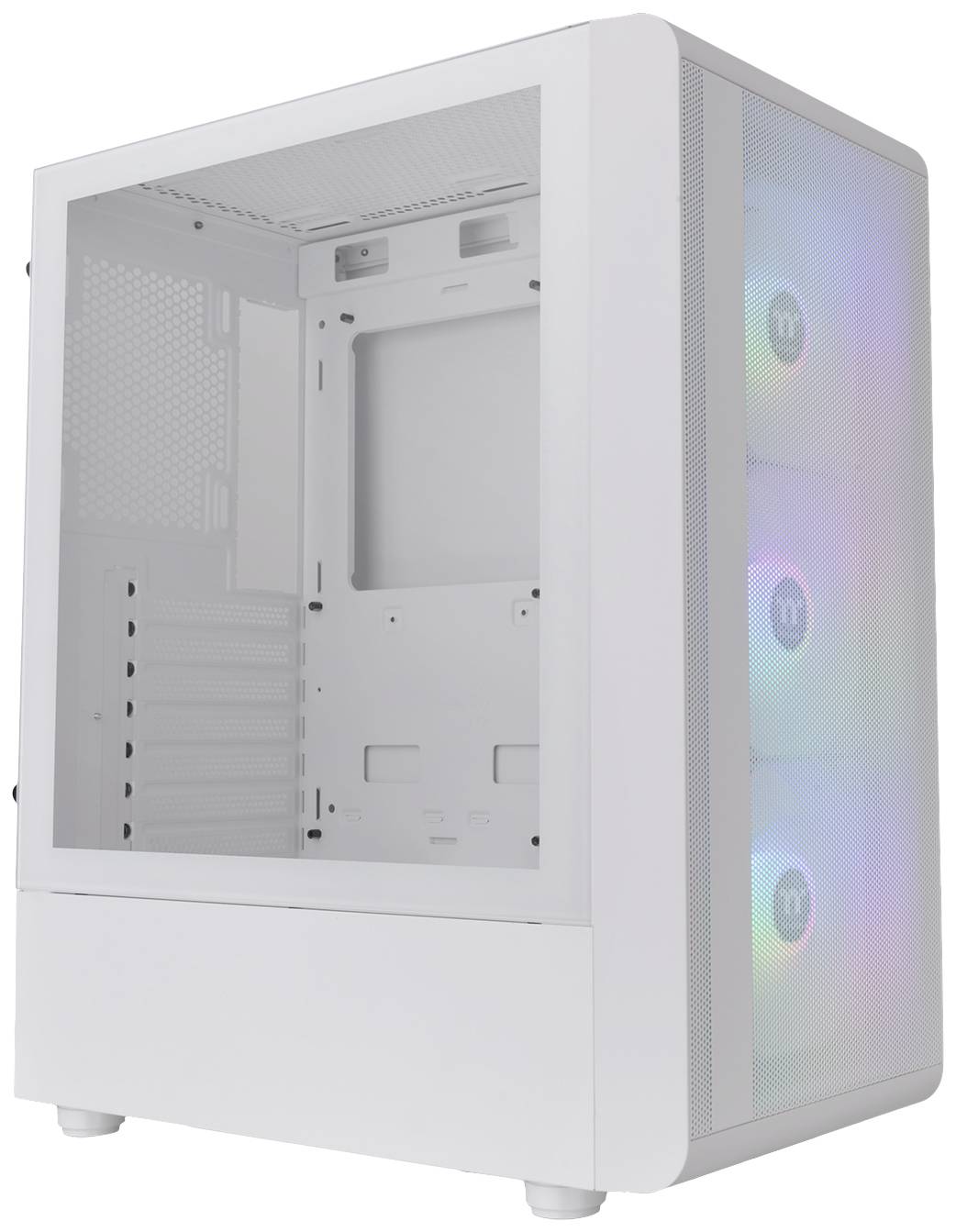 Thermaltake CA-1X2-00M6WN-00 Midi-Tower Gaming-Gehäuse Weiß 3 Vorinstallierte LED Lüfter, Seitenfenster