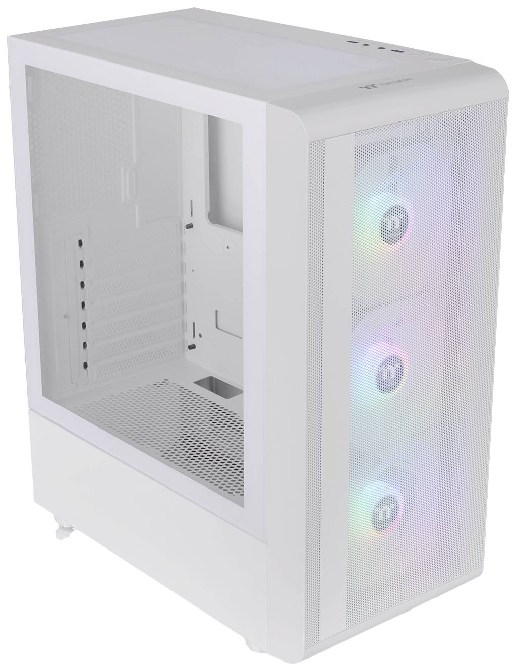 Thermaltake CA-1X2-00M6WN-00 Midi-Tower Gaming-Gehäuse Weiß 3 Vorinstallierte LED Lüfter, Seitenfenster