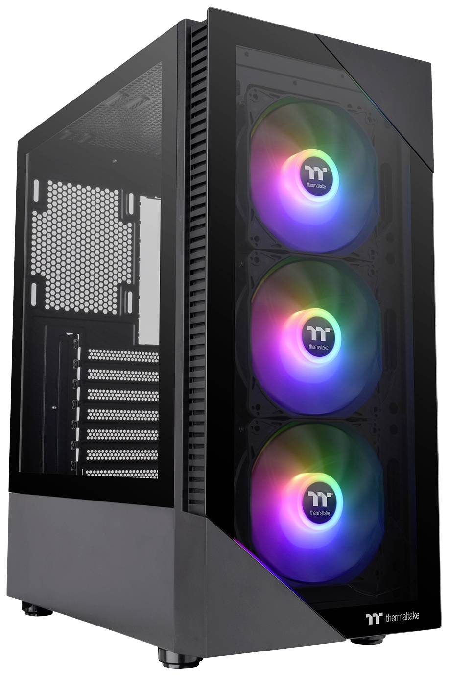 Thermaltake CA-1X3-00M1WN-00 Midi-Tower Gaming-Gehäuse Schwarz 3 Vorinstallierte LED Lüfter, Seiten