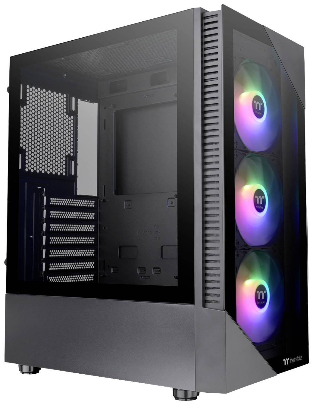Thermaltake CA-1X3-00M1WN-00 Midi-Tower Gaming-Gehäuse Schwarz 3 Vorinstallierte LED Lüfter, Seitenfenster
