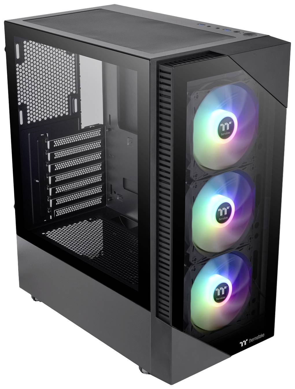 Thermaltake CA-1X3-00M1WN-00 Midi-Tower Gaming-Gehäuse Schwarz 3 Vorinstallierte LED Lüfter, Seitenfenster