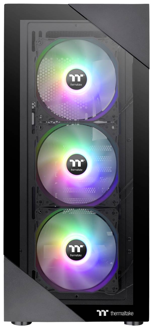 Thermaltake CA-1X3-00M1WN-00 Midi-Tower Gaming-Gehäuse Schwarz 3 Vorinstallierte LED Lüfter, Seitenfenster