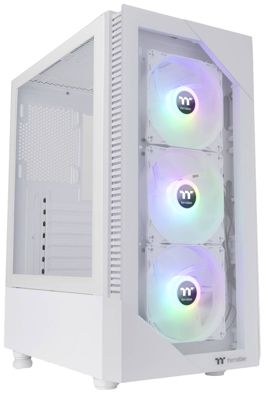 Thermaltake CA-1X3-00M6WN-00 Midi-Tower Gaming-Gehäuse Weiß 3 Vorinstallierte LED Lüfter, Seitenfe