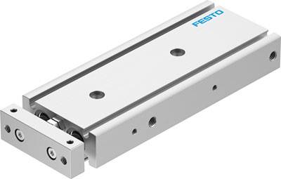 Abgebildet ist eine pneumatische Linearführung von Festo, die zur präzisen Steuerung von Bewegung in Maschinen verwendet wird.